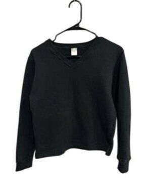 Russell Athletic Small Black V-Neck Pullover Sweatshirt Cotton Blend Skater Alt